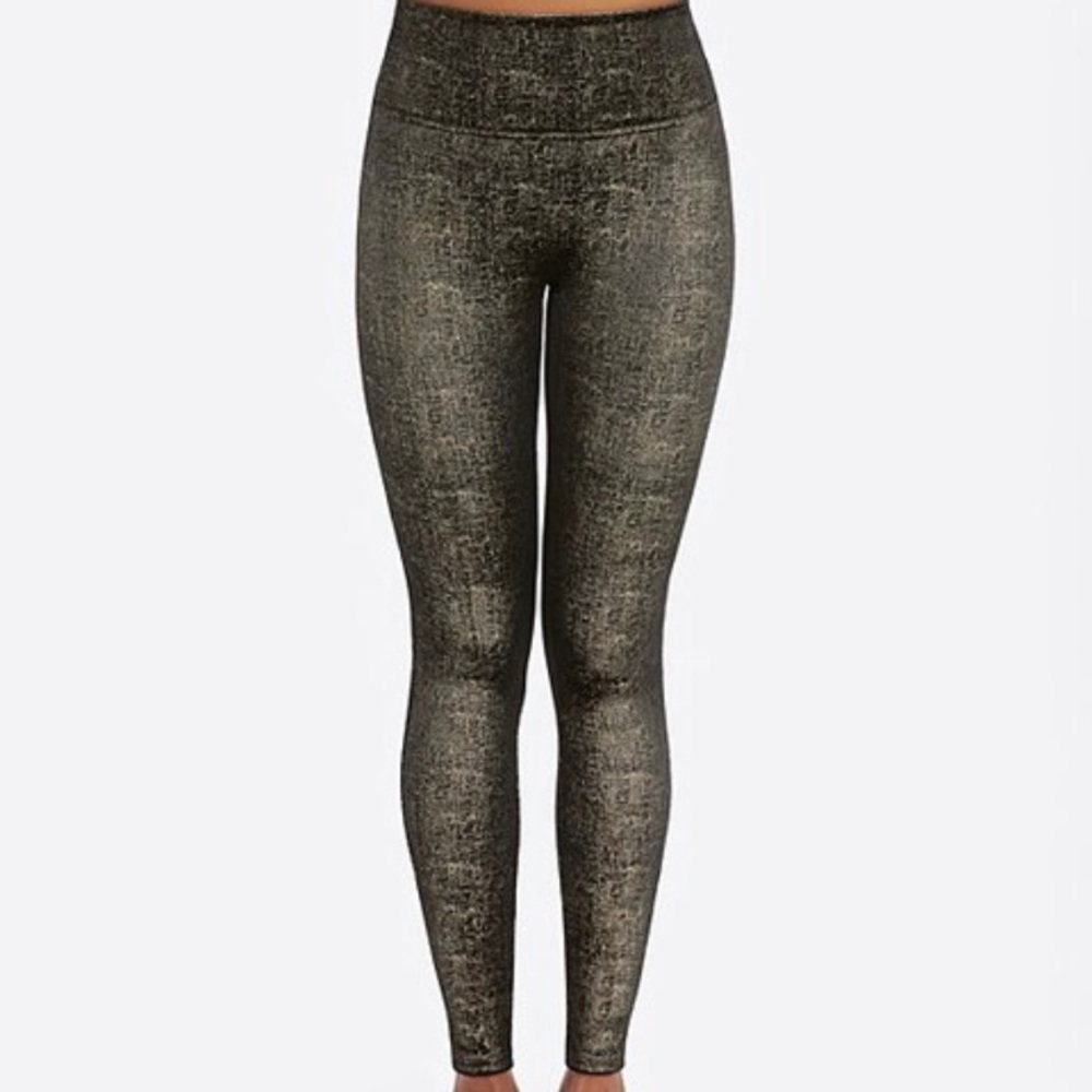 NEW - Spanx Black & Gold Velvet Shine Leggings XS